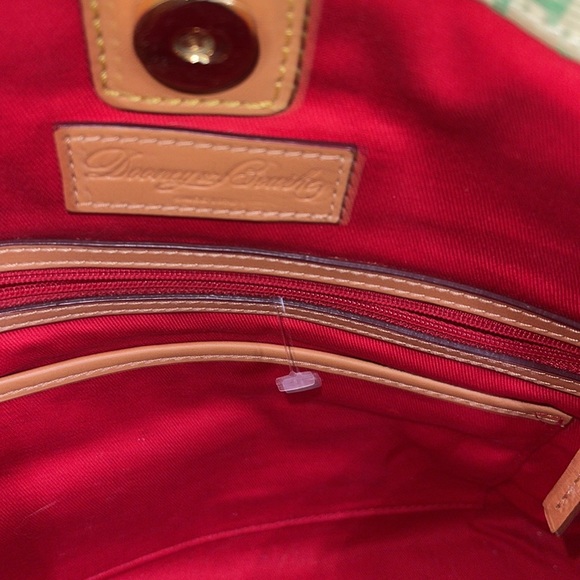 Gentle Used Dooney & Bourke shoulder bag Yellow/Green with brown trimming - Picture 8 of 10